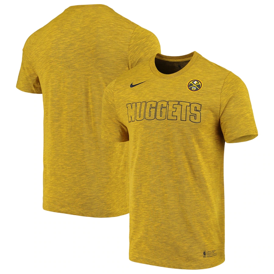 2020 NBA Men Nike Denver Nuggets Heathered Gold Essential Facility Performance TShirt->nba t-shirts->Sports Accessory